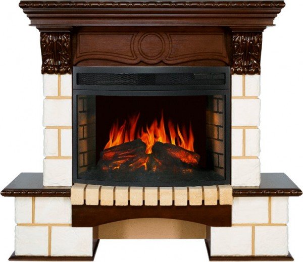Декоративные электрические камины ROYAL FLAME Pierre Luxe шампань с очагом Dioramic 25 FX