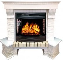 Декоративные электрические камины ROYAL FLAME Pierre Luxe  угловой  сланец белый с очагом Dioramic 25 FX
