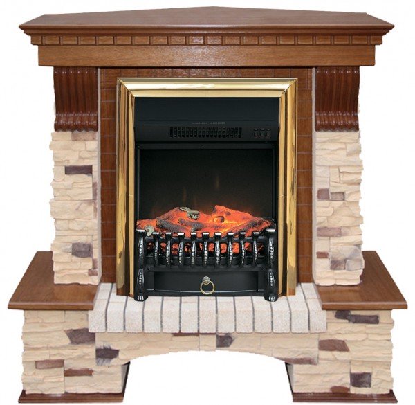 Декоративные электрические камины ROYAL FLAME Pierre Luxe угловой сланец с очагом Fobos FX M