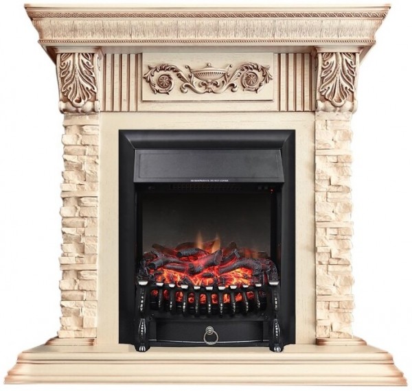 Декоративные электрические камины ROYAL FLAME Luxemburg сланец бежевый с очагом Fobos FX M