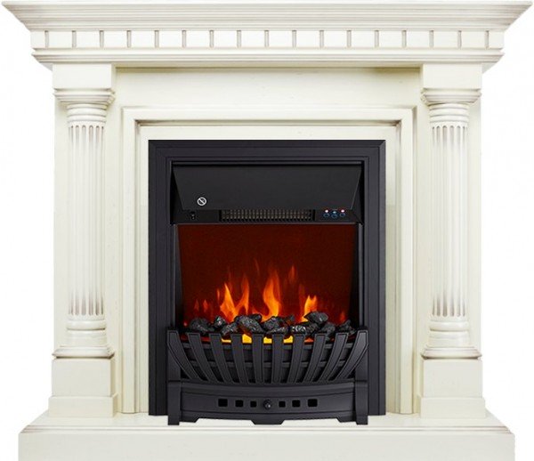 Декоративные электрические камины ROYAL FLAME Dallas с очагом Aspen Black слоновая кость с патиной