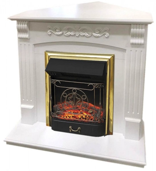 Декоративные электрические камины ROYAL FLAME Sorrento угловой с очагом Fobos FX белый дуб