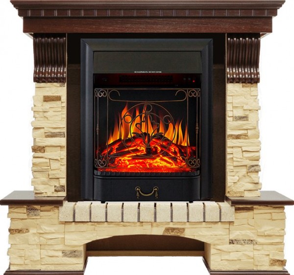 Декоративные электрические камины ROYAL FLAME Pierre Luxe сланец темный дуб с очагом Majestic FX Black