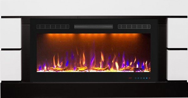 Декоративные электрические камины ROYAL FLAME Modern - Белый с черным (Глубина 300 мм) с очагом Crystal 36 RF