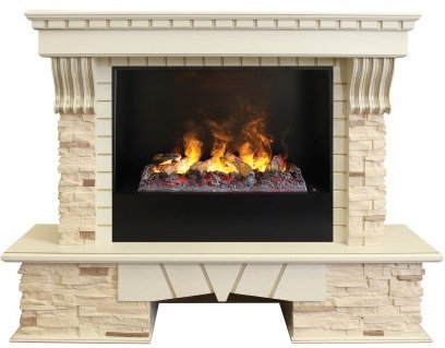 Декоративные электрические камины REAL FLAME Sorento 25,5/26 WT с очагом 3D Cassette 630 + Black вставка