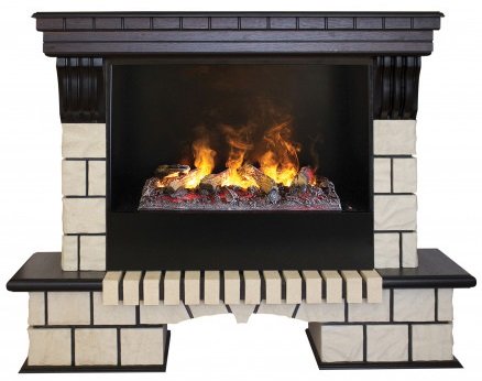Декоративные электрические камины REAL FLAME Stone 26 AO с очагом 3D Cassette 630 + Black вставка