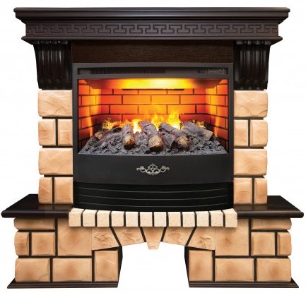 Декоративные электрические камины REAL FLAME Stone Brick 25,5 AO c очагом FireStar 25,5 3D