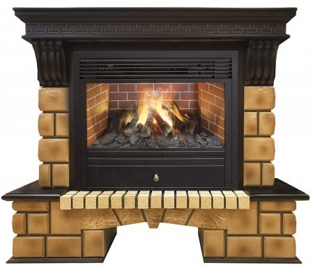 Декоративные электрические камины REAL FLAME Stone Brick 26 AO с Novara 26 3D
