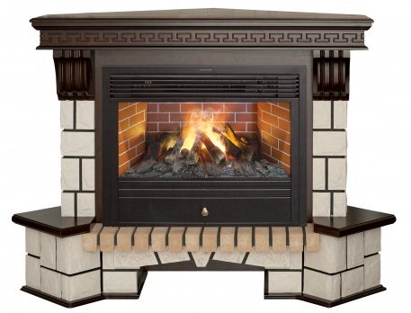 Декоративные электрические камины REAL FLAME Stone Corner 26 AO с очагом Novara 26 3D
