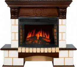 Декоративный электрический камин ROYAL FLAME Pierre Luxe угловой темный дуб с очагом Dioramic 25 FX