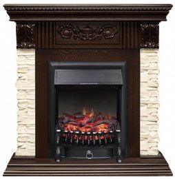 Декоративный электрический камин ROYAL FLAME Luxemburg сланец бежевый с очагом Fobos FX M ( темный дуб )